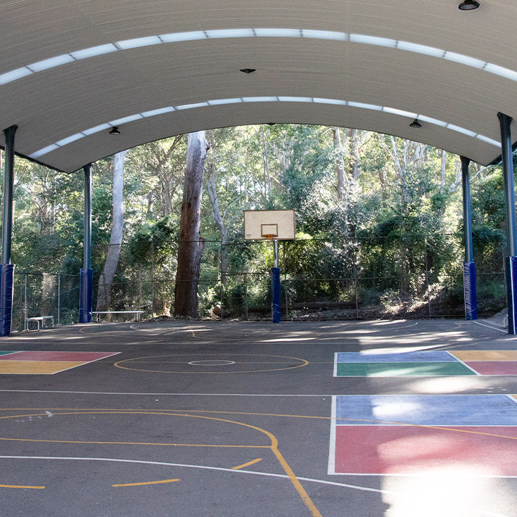 The basket ball and handball court at St Bernadette's Primary School Dundas Valley